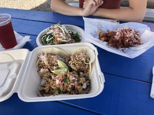 Thai Tacos, Gyro, Pulled “Pork” Fries, Hibiscus Lemonade at Earth Aloha Eats - Waikiki in Honolulu