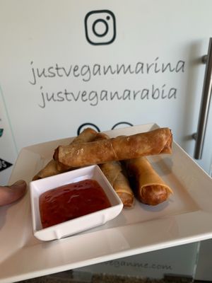 Spring rolls at Just Vegan in Sunshine