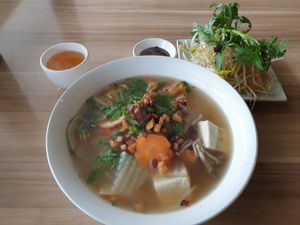 Hu Tieu Noodles Soup at Just Vegan in Sunshine