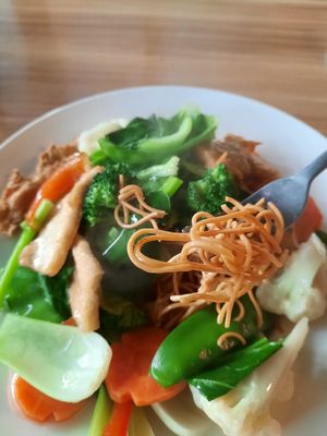 Crispy noodles at Just Vegan in Sunshine