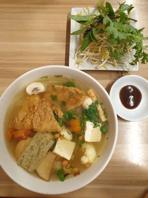 Hu Tieu Noodle Soup $14.50 at Just Vegan in Sunshine