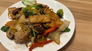 Stir fry hokkein noodles   at Just Vegan in Sunshine