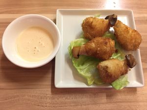 Crispy mushroom drumsticks  at Just Vegan in Sunshine