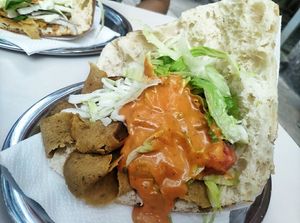Vegan doner kebab sandwich at Selam Helal in Dusseldorf