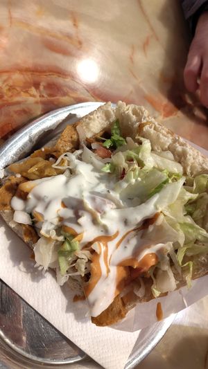 Vegan Döner in bread with vegan sauces at Selam Helal in Dusseldorf