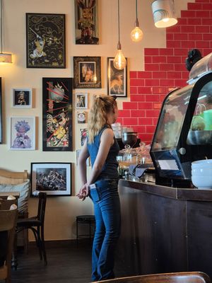 Choosing pastries at Marny's in Dusseldorf