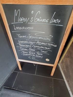 outside daily menu at Marny's in Dusseldorf