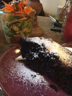 Vegan chocolate cake at Marny's in Dusseldorf