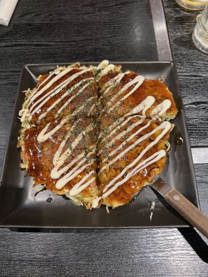 Vegetarian okonomyaki with noodles  at Zen in Tokyo