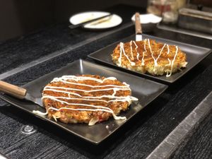 Basic veg okinomiyaki and with red ginger  at Zen in Tokyo