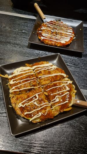 udon okonomiyaki (bottom) at Zen in Tokyo
