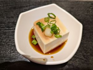 Tofu starter (brought out for us without ordering) at Zen in Tokyo