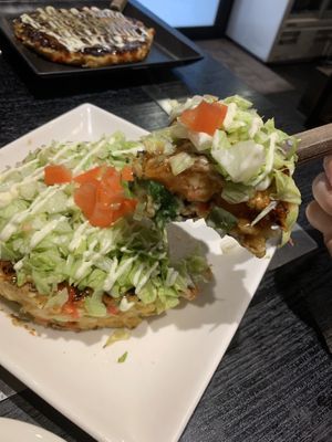 Okonomiyaki with salad  at Zen in Tokyo