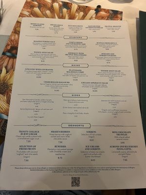 Menu   at The Ivy in Cambridge