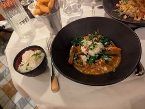 Curry and rice at The Ivy in Cambridge