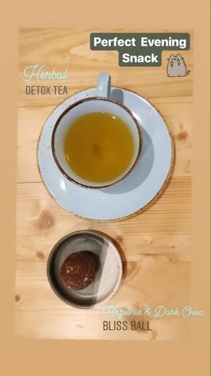 Green tea with a dose of energy ball at Nut and Bowls in New Delhi