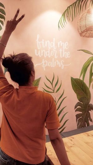 Find me under the palms  at Nut and Bowls in New Delhi