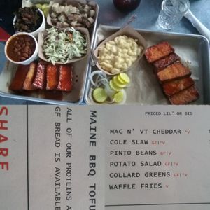 BBQ tofu and all the sides.  at Ore Nell's Barbecue in Kittery