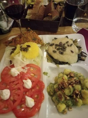 Vegan tasting menu at Trattoria Baraldi  in Bologna