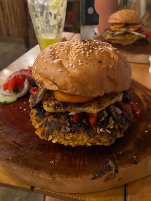 Yummi burger at Arte Sano in Holbox