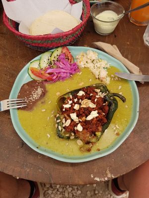 Chile relleno at Arte Sano in Holbox