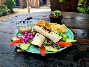 Burrito with tortillas of corn at Arte Sano in Holbox
