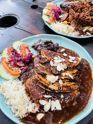 Enchiladas and Chilaquiles   at Arte Sano in Holbox