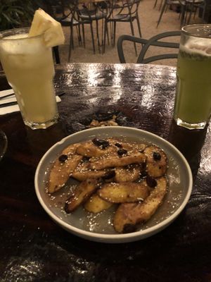 Fried plantains  at Arte Sano in Holbox