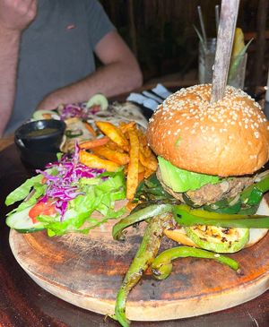 Green Goddess Lentil Burger at Arte Sano in Holbox