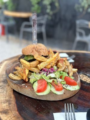 Very very tasty burger!! (Green Goddess Burger)  at Arte Sano in Holbox