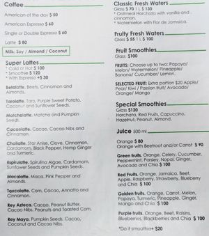 Menu 1 of 5, June 2023 at Arte Sano in Holbox