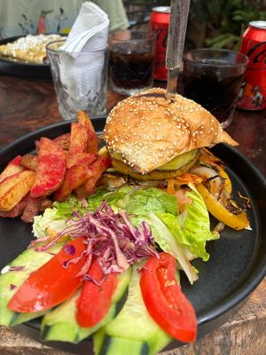 Tropical burger at Arte Sano in Holbox