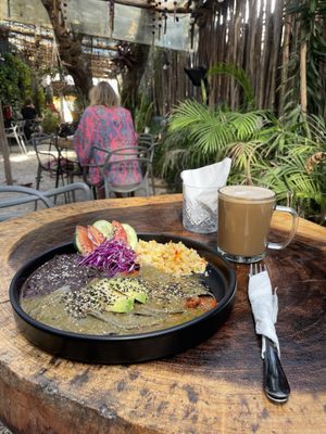 Enchiladas mexicanas with soy chorizo  #Veganuary at Arte Sano in Holbox