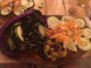 Fajita de hongos y nopal at Arte Sano in Holbox