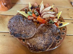 Banana-based pancakes at Arte Sano in Holbox