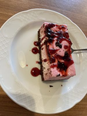 Vegan strawberry cake  at Radharane in Kaunas