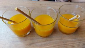 Mango juice at Radharane in Kaunas