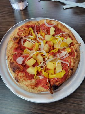 My vegan cyo pizza (not featured but available are vegan cheeze and tempeh) at Mellow Mushroom - Downtown Atlanta in Atlanta