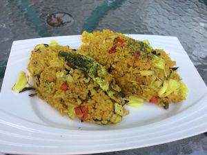 Turmeric fried rice (vegan) at White Deer Bái Lù Yáo in Yuchi