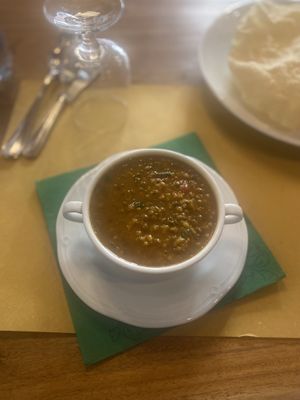 Lentil soup   at Bibliothe in Rome
