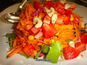 Salad - loved the cashews and fresh organic veggies! Herb vinaigrette served on the side. at Bibliothe in Rome
