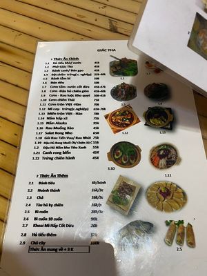 Menu at Giac Tha in Ho Chi Minh City