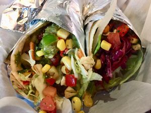 Flour tortilla tacos with corn salsa at Condado Tacos in Beachwood