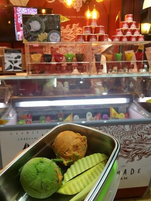 Green tea and Thai milk flavor  at Thaivetro Oldtown Ice Cream in Phuket