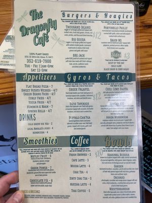 Menu at The Dragonfly in Ocala