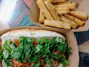 Vegan Banh Mi sandwich & yucca Fries🍴2020 at The Dragonfly in Ocala