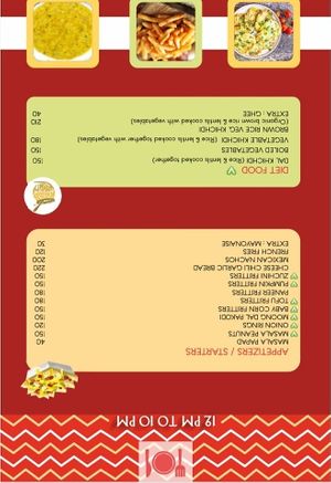 Menu  at Joy in Candolim