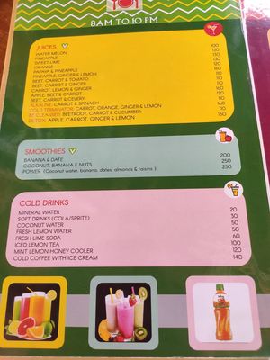 Menu at Joy in Candolim