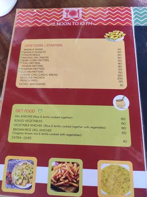 Menu at Joy in Candolim