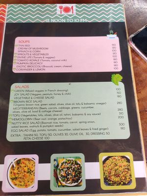 Menu at Joy in Candolim